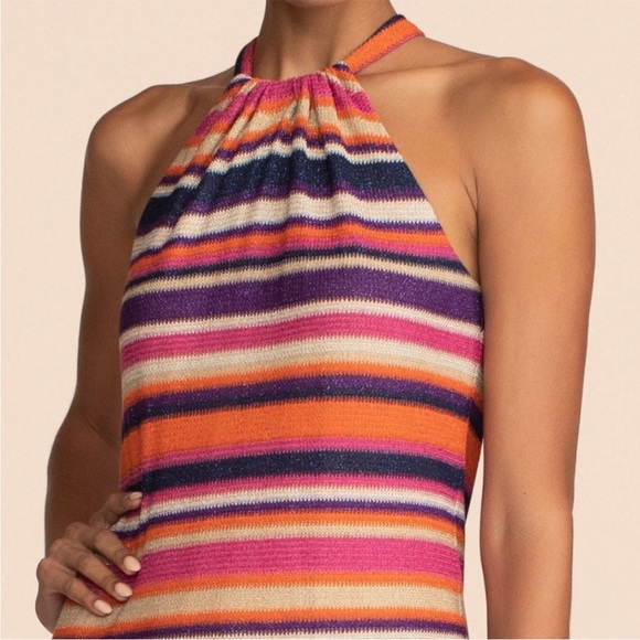 Trina Turk NWT Pink Orange Halter Maxi Resort Dress Sz M - Picture 2 of 10